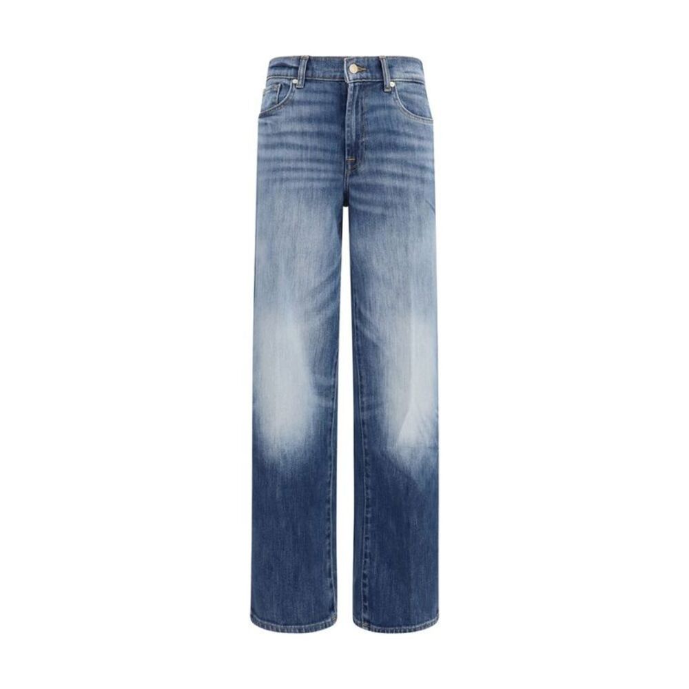 7FOR Blue Cotton Straight-Leg Women's Jeans